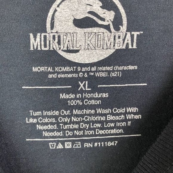 Mortal Kombat Black Men's Graphic Tee Size XL X-Large 100% Cotton - Picture 3 of 5